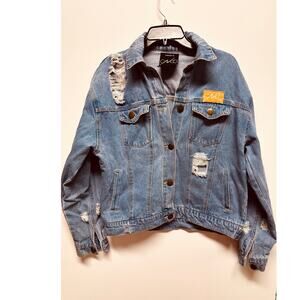 Forever 21 CNCO Denim Jean Jacket Distressed Men's/Women's Size Small